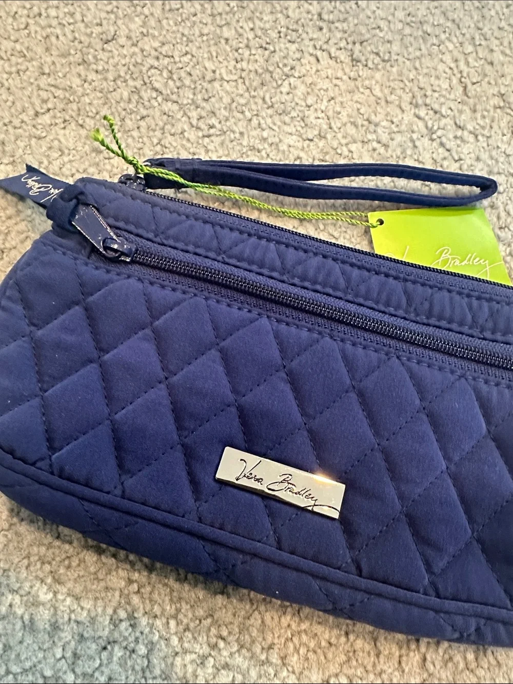 NWT Vera Bradley Navy Quilted Wristlet with Coin Pouch